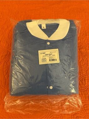Sealed Bag of 10 Blue Anti-Static Lab Coats with White Collar - Large